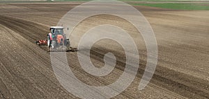 Tractor working in the field