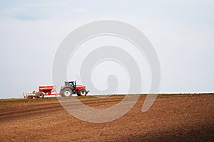 Tractor working field