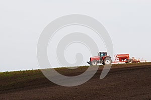 Tractor working field