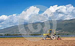 Tractor working in the field.