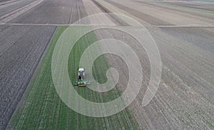 Tractor working in field