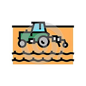 Tractor working on field color icon vector illustration