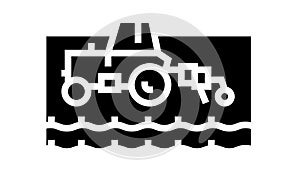 tractor working on field glyph icon animation