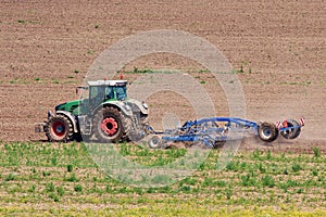 Tractor working on the field