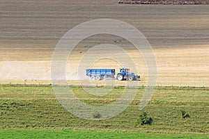 Tractor working Fields of the Pewsey Vale, Wiltshire