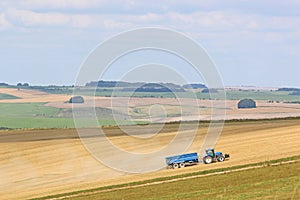 Tractor working Fields of the Pewsey Vale, Wiltshire