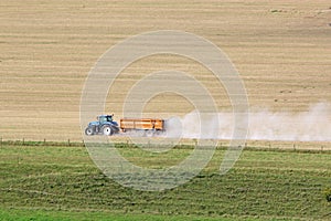 Tractor working Fields of the Pewsey Vale, Wiltshire