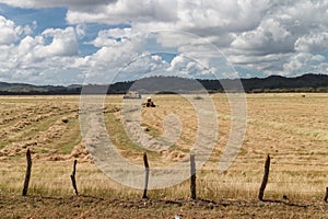 Tractor working on a rural field