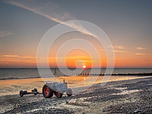 Tractors on Cromer Beach