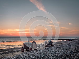 Tractors on Cromer Beach