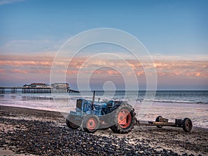 Tractors on Cromer Beach photo