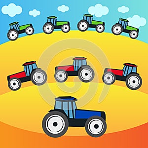 Tractors on the field