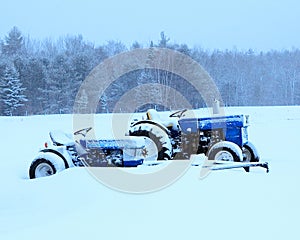 Tractors in snow