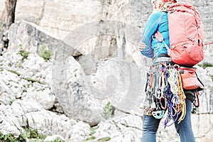 Trad climbing gear rack