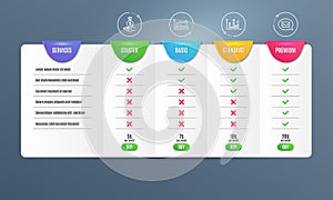 Trade chart, Income money and Survey results icons set. Messenger sign. Market data, Savings, Best answer. Vector