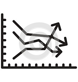 Trade chart, line graph line isolated vector icon can be easily modified and edit