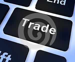 Trade Computer Key Represents Commerce Online