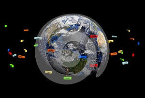 Trade containers around Earth