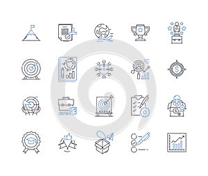 Trade Design line icons collection. Adaptability, Balance, Boldness, Cohesion, Collaboration, Communication, Creativity