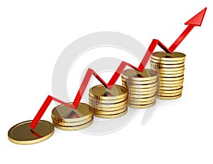 Trade diagram with golden coin