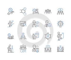 Trade employment line icons collection. Commerce, Marketable, Merchandising, Vocational, Transaction, Dealings