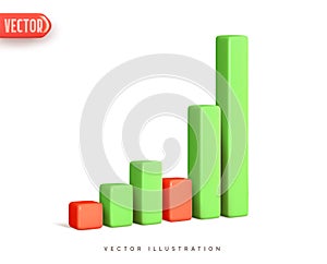 Trade Exchange price chart. Realistic 3d design. Dynamics of course online graphics. Growth and changes in value