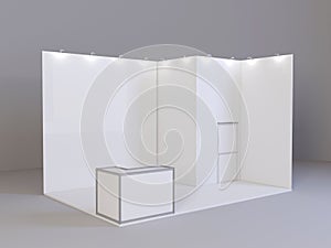 Trade exhibition stand, Exhibition round, 3D rendering visualization of exhibition equipment,space on a ackground