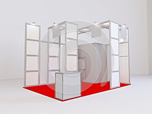 Trade exhibition stand, Exhibition round, 3D rendering visualization of exhibition equipment,space on a ackground