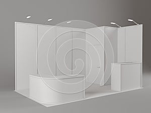Trade exhibition stand, Exhibition round, 3D rendering visualization of exhibition equipment,space on background