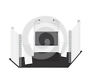 Trade exhibition stand and x-stand for presentation