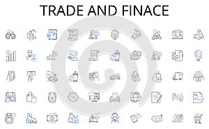 Trade and finace line icons collection. Freelancing, Entrepreneurship, Autonomy, Flexibility, Creativity, Independence