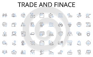 Trade and finace line icons collection. Prospecting, Negotiation, Closing, Follow-up, Pipeline, Nerking, Referral vector