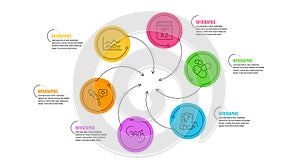 Trade infochart, Prescription drugs and Vocabulary icons set. Vector