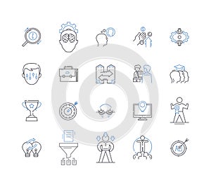Trade intentions line icons collection. Barter, Sell, Exchange, Purchase, Resell, Acquire, Trade vector and linear