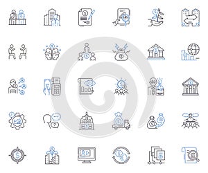 Trade line icons collection. Commerce, Barter, Exchange, Negotiate, Import, Export, Sell vector and linear illustration