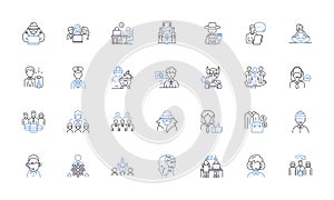 Trade line icons collection. Commerce, Exchange, Barter, Import, Export, Goods, Capital vector and linear illustration