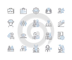 Trade line icons collection. Market, Commerce, Barter, Exchange, Imports, Exports, Negotiation vector and linear