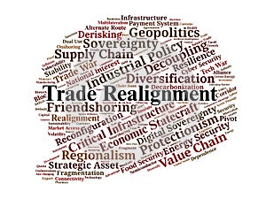 Trade Realignment Word Cloud. Core Terms on Global Supply Chain Shifts and Economic Security
