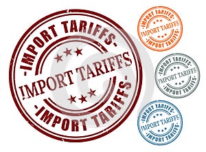 Trade Regulation Badge Pack, Import Tariffs Grunge Rubber Stamp Set