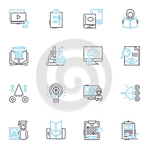 Trade school linear icons set. Apprenticeship, Skills, Certification, Vocational, Learning, Training, Hands-on line
