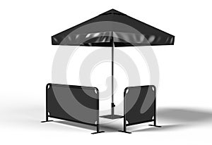 Trade show exhibition advertising runner table adjustable cloth Banner or Table cover. 3d render illustration.