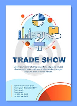 Trade show poster template layout. Sales pitch. Product presentation event. Banner, booklet, leaflet print design with