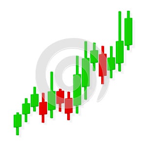 Trade of stock. Financial chart to buy and sell for stock exchange market concept. Chart of trade with candles. Vector