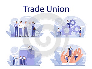 Trade union concept set. Employees care idea. Employees wellbeing