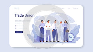 Trade union web banner or landing page. Employees care idea.