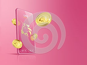 Trade Uniswap UNI on mobile through the system Cryptocurrency.