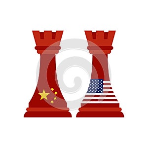 Trade war chess icon flat isolated vector
