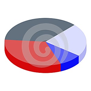 Trade war pie chart icon, isometric style