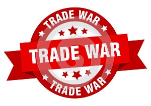 trade war round ribbon isolated label. trade war sign.