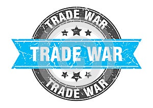 trade war round stamp with ribbon. label sign